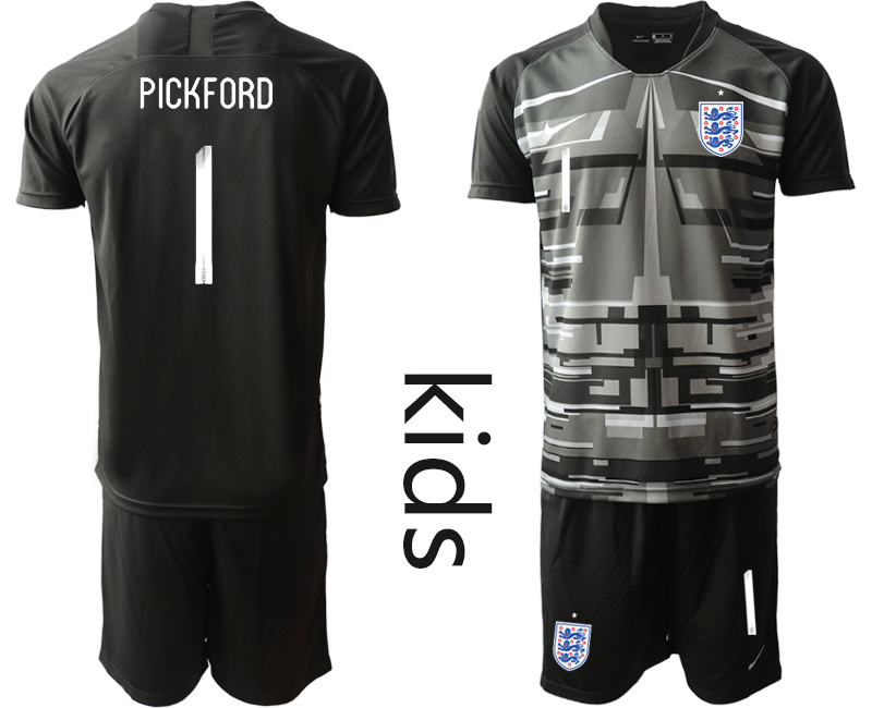 2021 European Cup England black Youth goalkeeper #1 soccer jerseys->youth soccer jersey->Youth Jersey